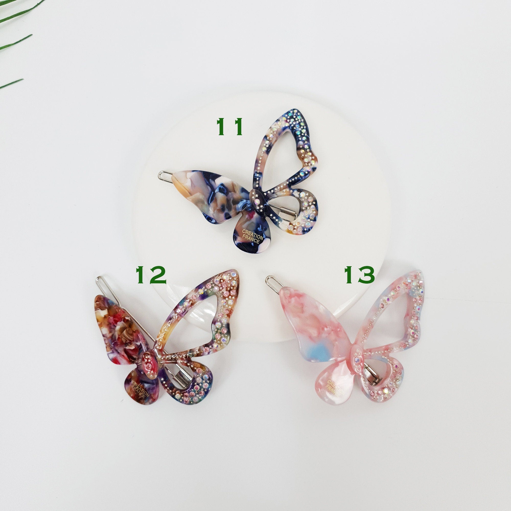 Tortoise Shell Butterfly Bobby Pin with Cubic / Vintage French Hair Pin / Hair Accessory for Woman / Butterfly Hair Clip