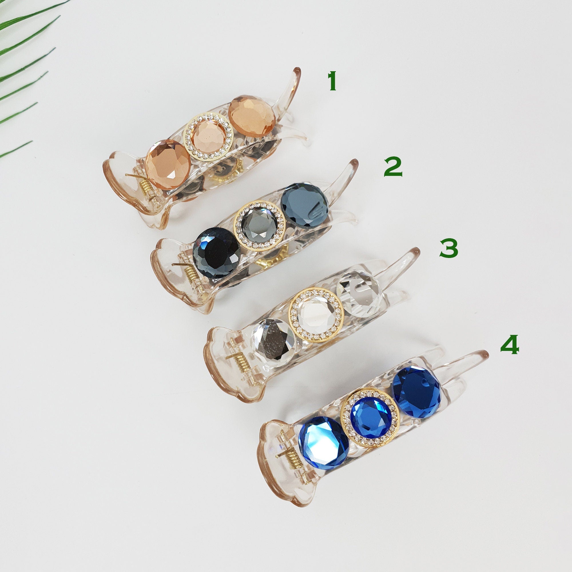 Sparkling Cubic Glass Hair Clip / Simple Round Ponytail Holder / Hair Barrette for Woman