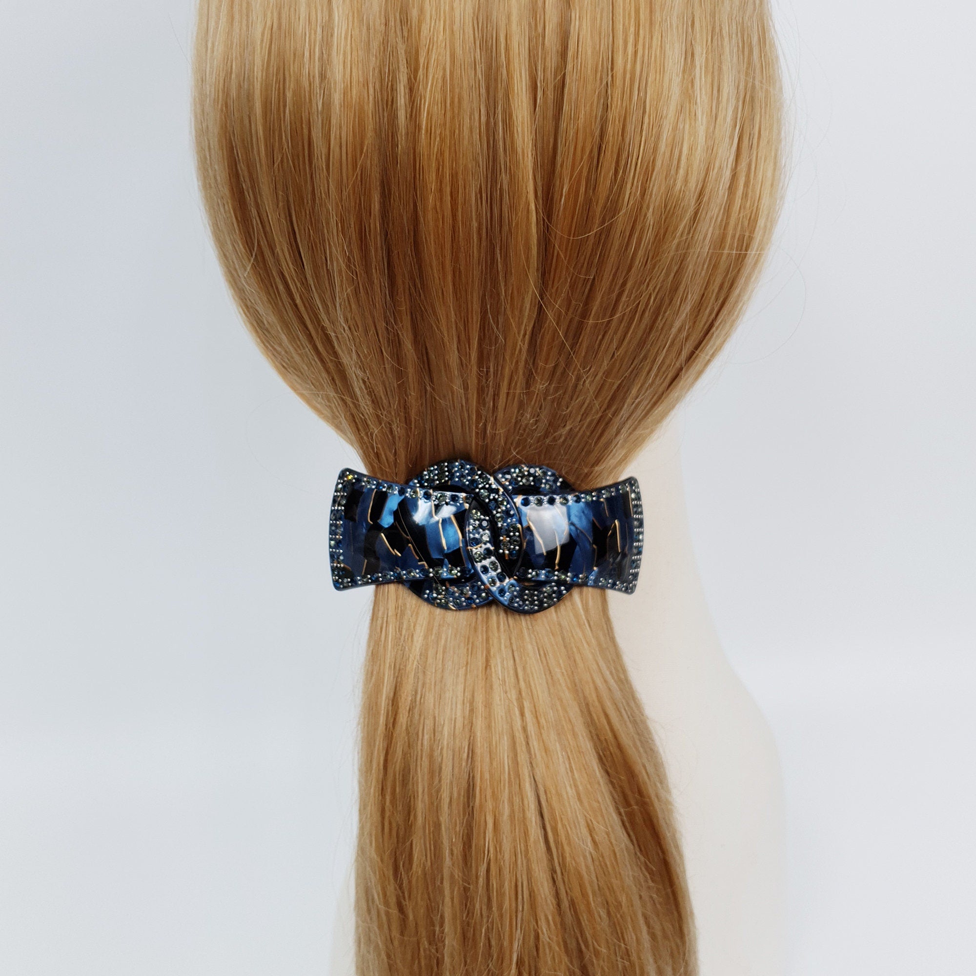 Leopard Luxurious Hair Barrette with Cubic Stone Chain / Tortoise Shell French Hair Pin / Hair Accessory for Woman / Automatic Hair Clip