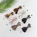 Pastel Color Leopard Big Ribbon Hair Barrette / Luxurious French Hair Pin / Hair Accessory for Woman / Automatic Hair Clip