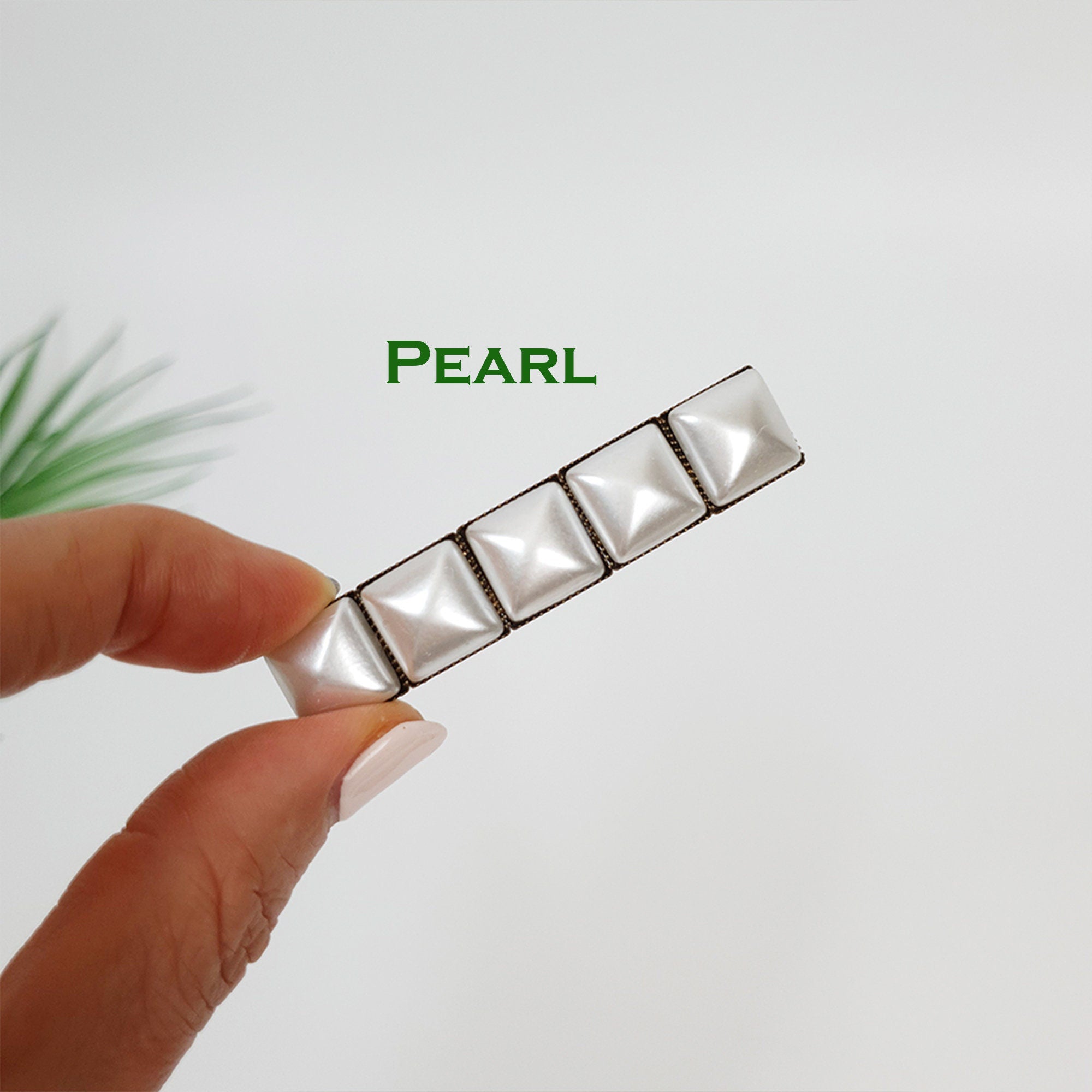 Square Formica Hair Barrette (2.4 Inch) / Diamond Cut Formica Stone Barrette / Vintage Antique Hair Accessory / Automatic Hair Pin