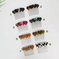 Marble Double Heart Comb Pin with Cubic / Tortoise Shell Hair Pin / Hair Fork for Woman