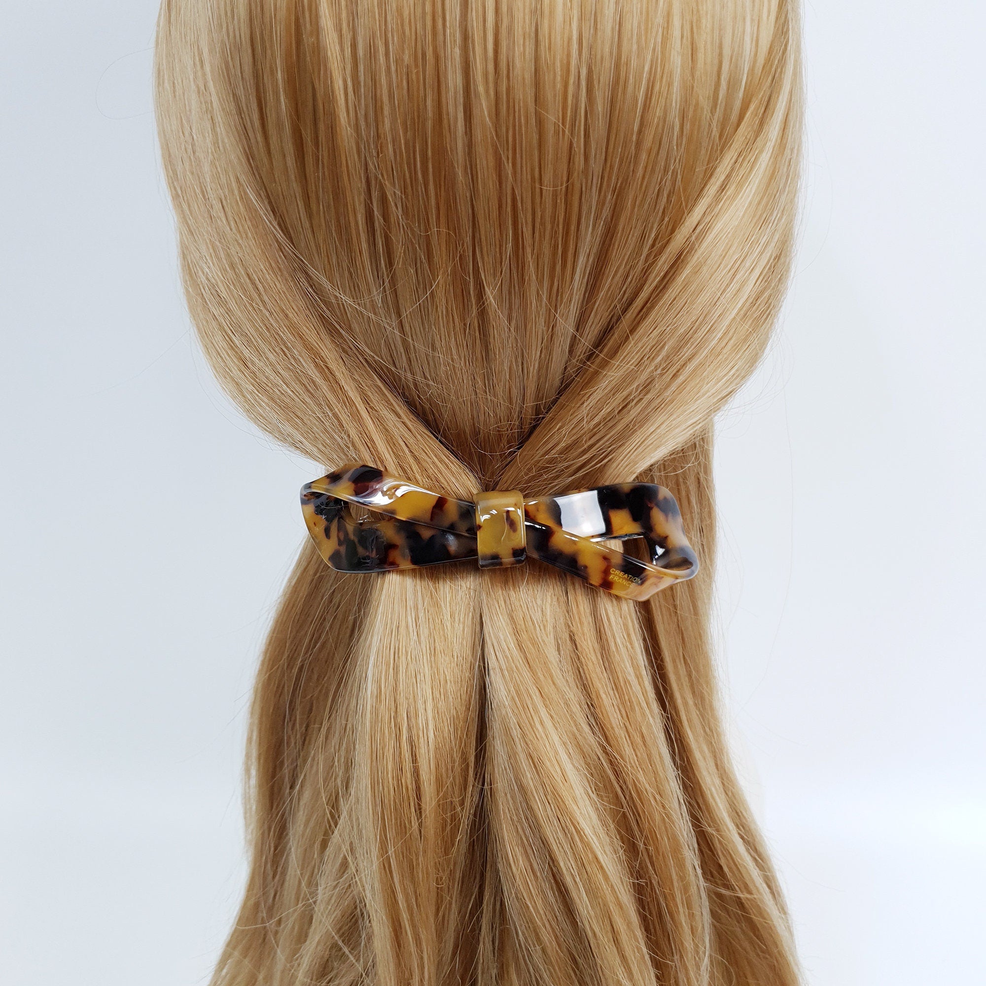 Leopard Marble Big Twist Ribbon 4.1 Inch Automatic Hair Clip / Tortoise Shell French Hair Pin / Hair Accessory for Woman