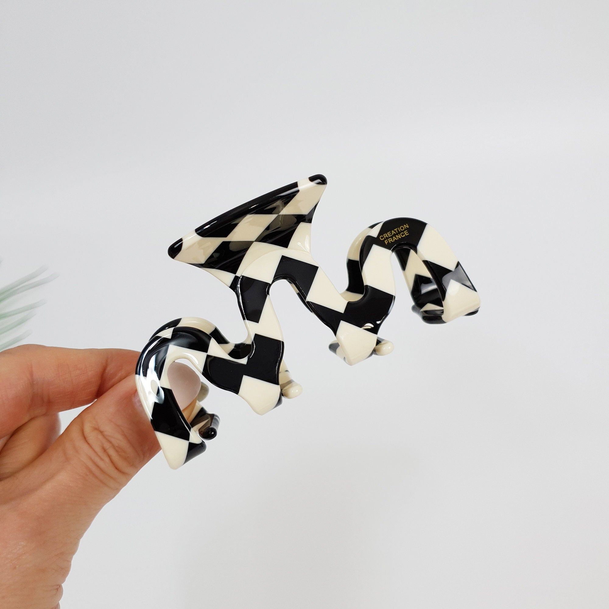 Black and White Checker Board Hair Clip / Simple French Hair Pin / Hair Accessory for Woman