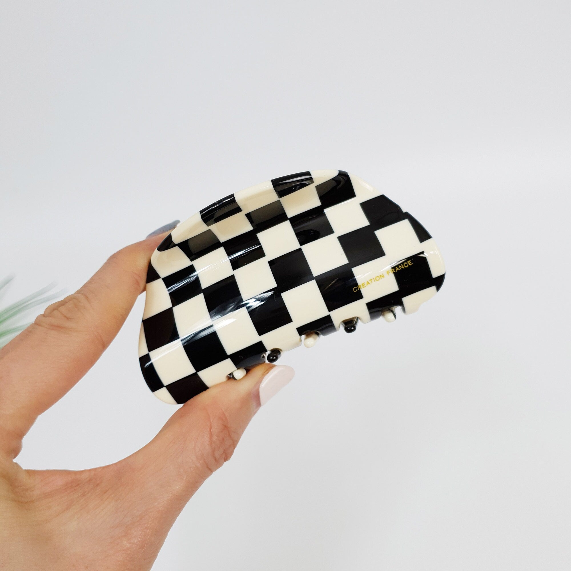 Black and White Checker Board Hair Clip / Simple French Hair Pin / Hair Accessory for Woman