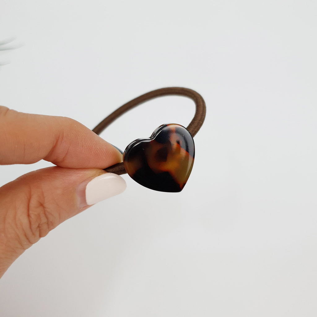 Leopard Shell Cutie Mini Heart Hair Tie / Tortoise Shell Ponytail Holder / Hair Accessory for Woman / French Hair Pin / Hair Scrunchy