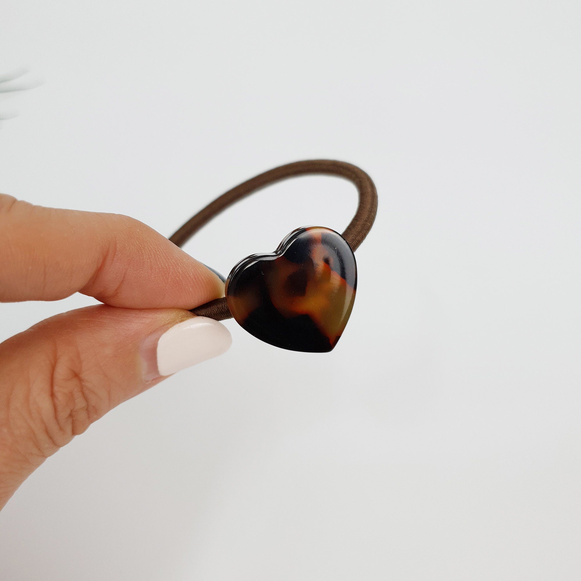 Leopard Shell Cutie Mini Heart Hair Tie / Tortoise Shell Ponytail Holder / Hair Accessory for Woman / French Hair Pin / Hair Scrunchy
