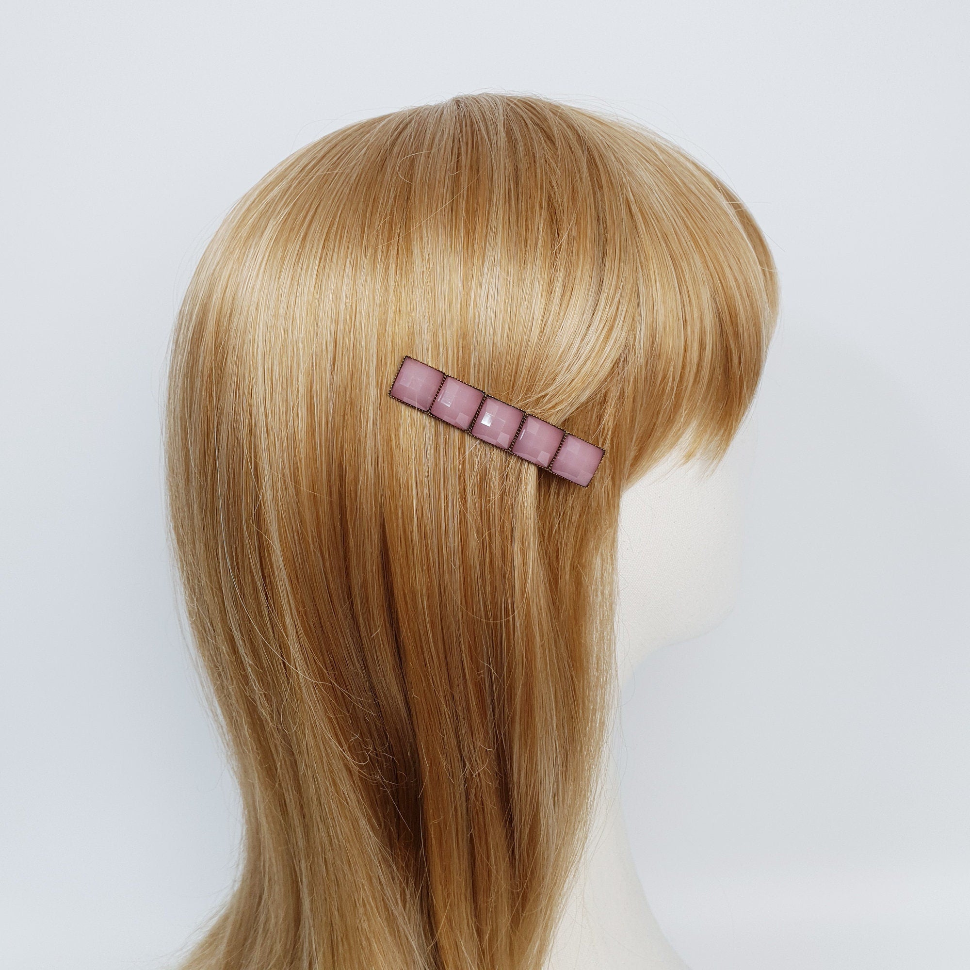 Vintage Antique Formica Square Hair Claw Clip (2.4 Inch) / Vivid Color Hair Pin / Alligator Hair Clip for Woman