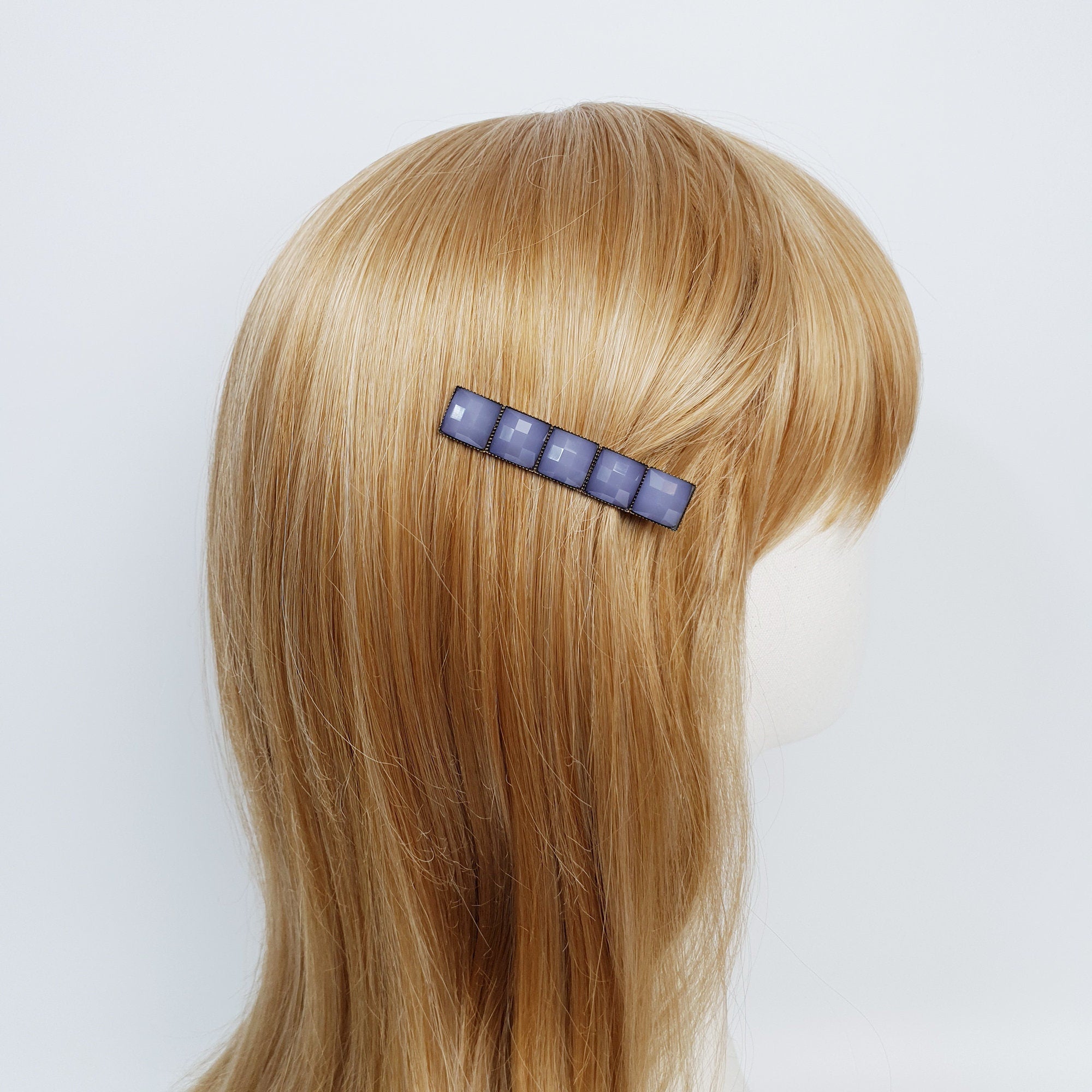 Vintage Antique Formica Square Hair Claw Clip (2.4 Inch) / Vivid Color Hair Pin / Alligator Hair Clip for Woman