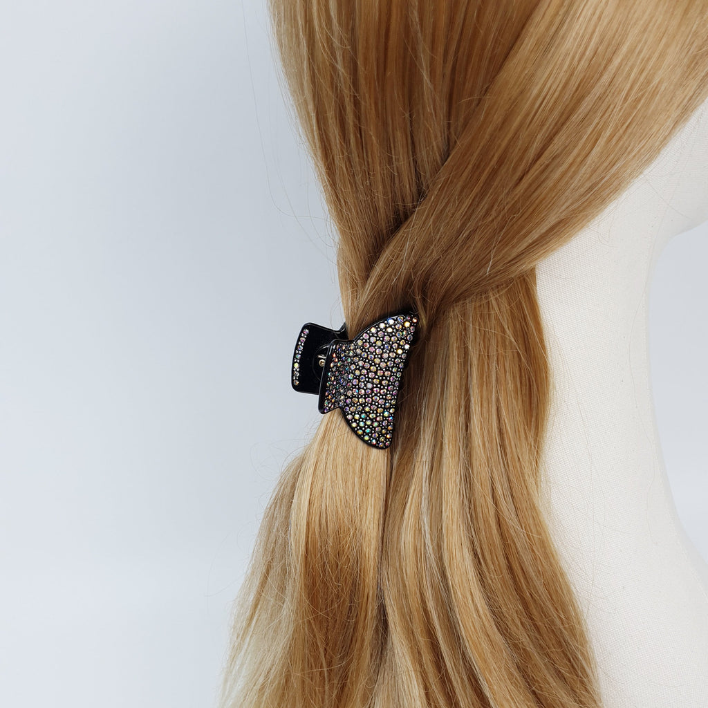 Leopard Black Half Moon Hair Clip (2.2 Inch) / Luxurious French Hair Pin with Cubic Stone / Hair Accessory for Woman