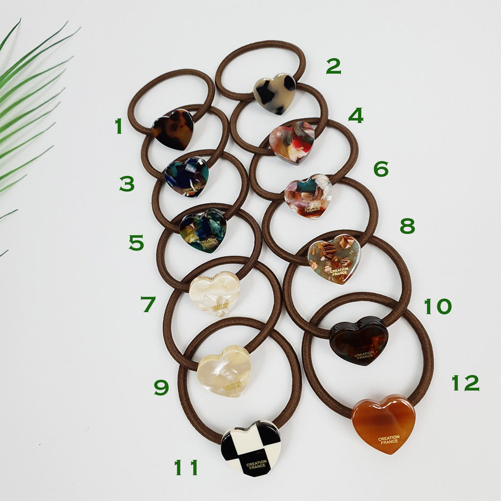 Leopard Shell Cutie Mini Heart Hair Tie / Tortoise Shell Ponytail Holder / Hair Accessory for Woman / French Hair Pin / Hair Scrunchy