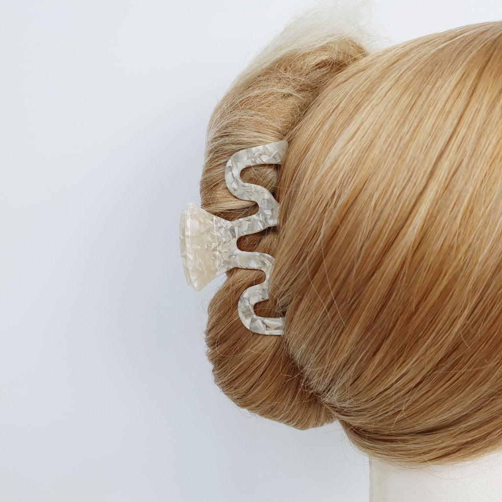 Tortoise Shell Zigzag Large Hair Clip / Luxurious French Hair Pin / Hair Claw Clip for Woman