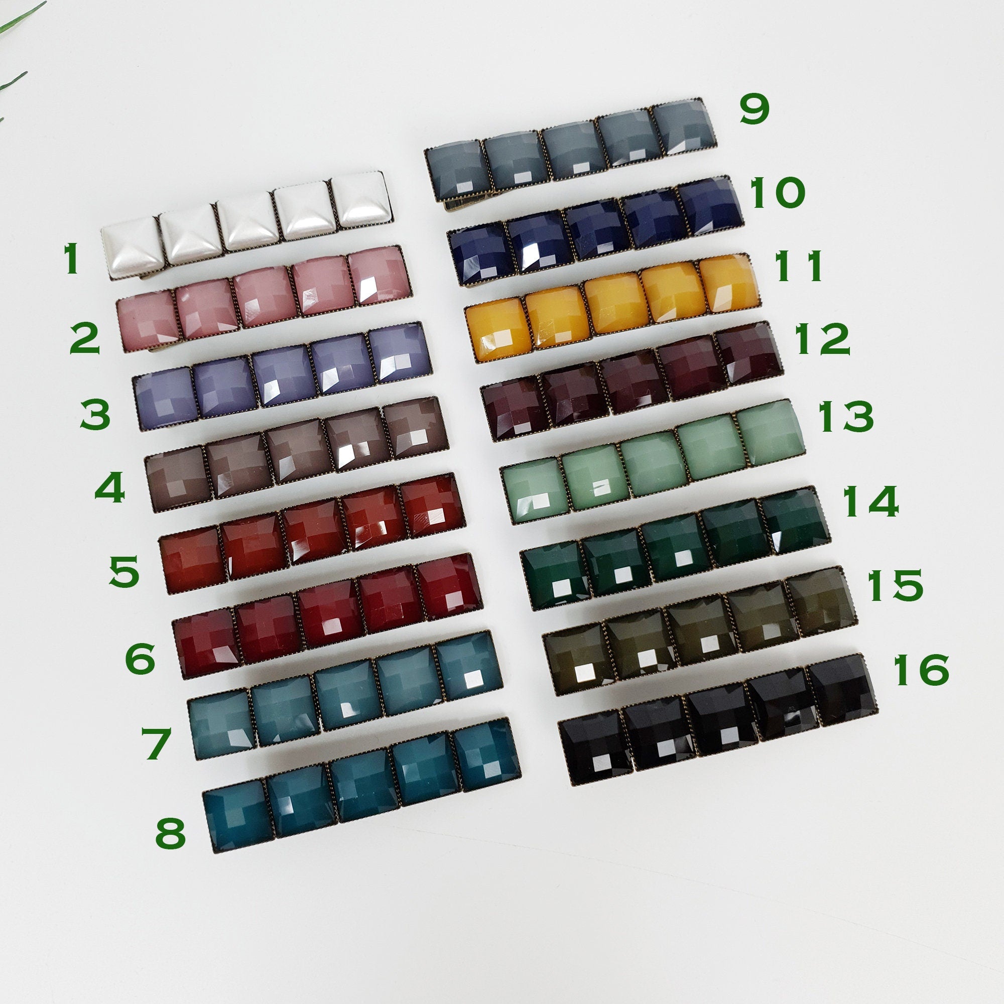 Vintage Antique Formica Square Hair Claw Clip (2.4 Inch) / Vivid Color Hair Pin / Alligator Hair Clip for Woman