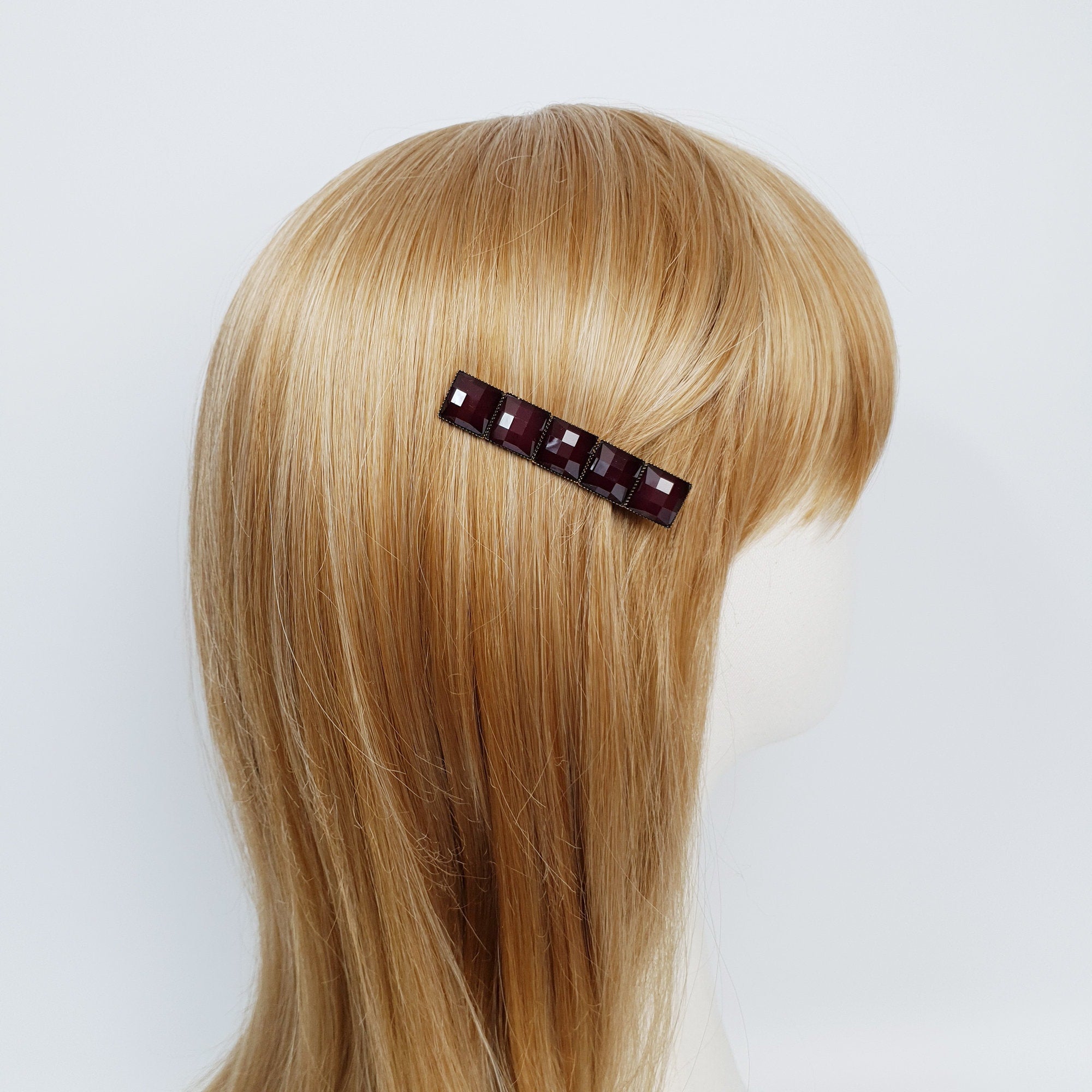 Vintage Antique Formica Square Hair Claw Clip (2.4 Inch) / Vivid Color Hair Pin / Alligator Hair Clip for Woman