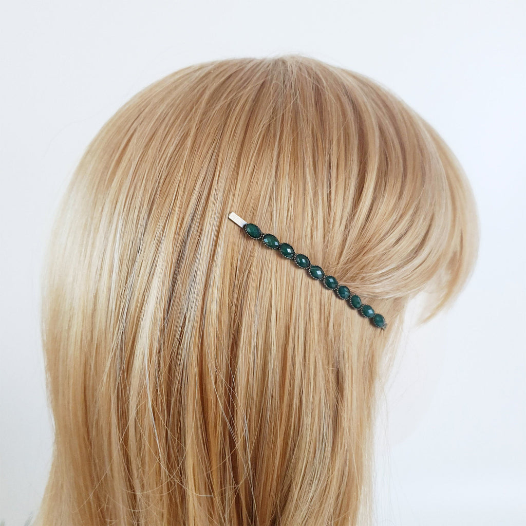 Formica Thin Long Hair Pin (3.2 Inch ) / Diamond Cut Formica Stone Decorated Bobby Pin / Vintage Hair Accessory for Woman