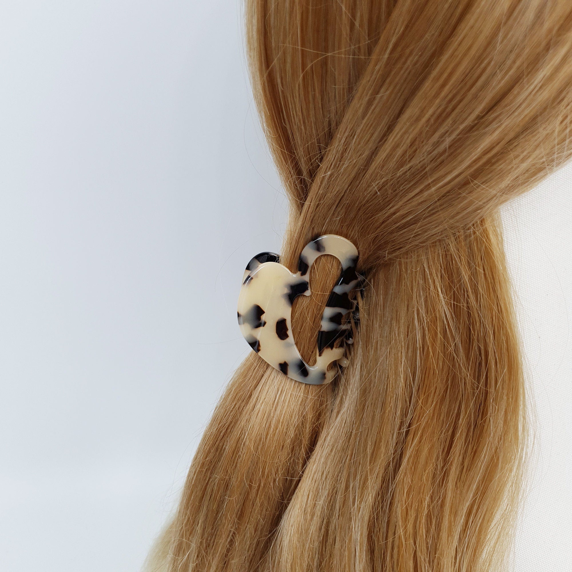 Leopard Heart Shape Small Hair Claw Clip (2.6 Inch) / Tortoise Shell French Hair Pin / Hair Barrette for Woman