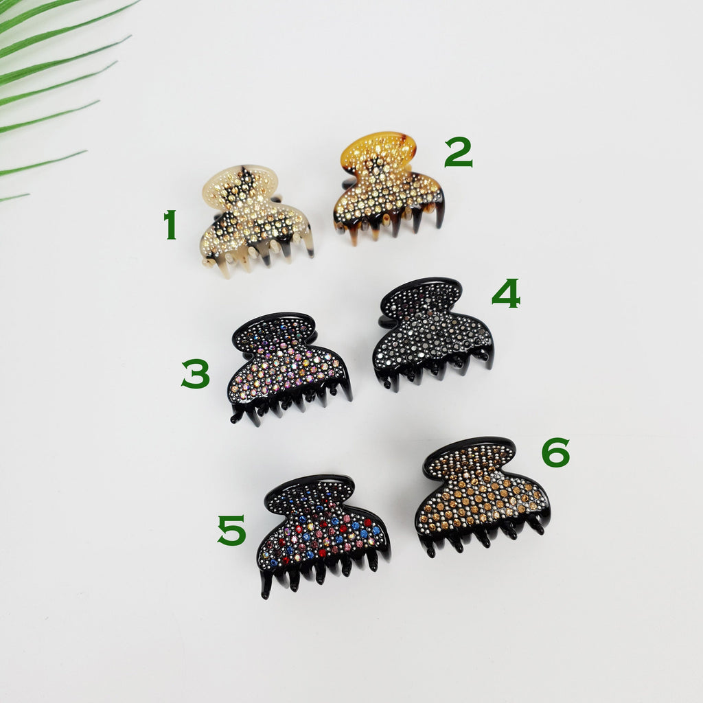 Half Moon Mini Hair Clips with Cubic Stone / Luxurious French Hair Pin / Hair Accessory for Woman / Leopard French Barrette