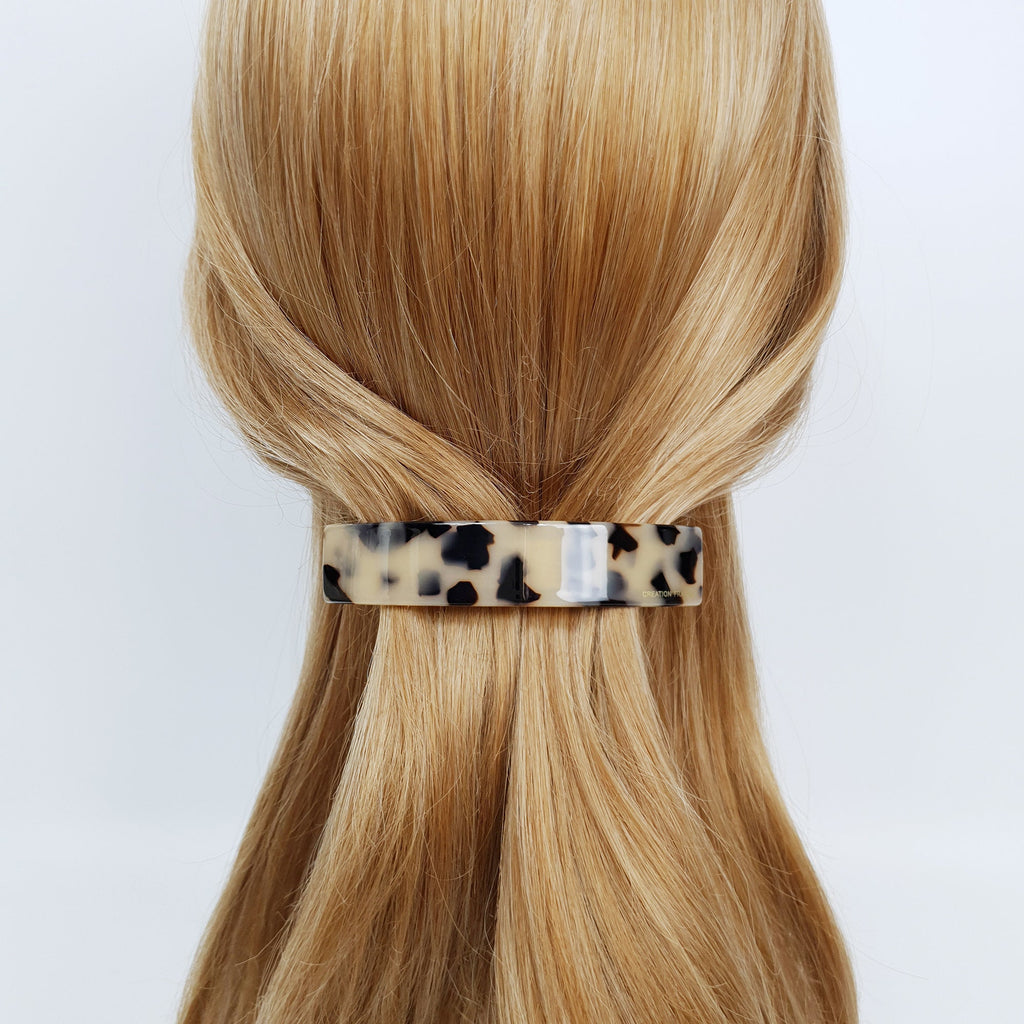 Leopard Curve Square Hair Barrette (3.7 Inch) / Tortoise Shell French Hair Pin / Hair Accessory for Woman / Automatic Hair Clip