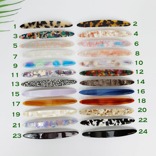 Cellulose Long Oval Hair Barrette (4.3 Inch) / Tortoise Marble French Hair Pin / Hair Accessory for Woman / Automatic Hair Clip