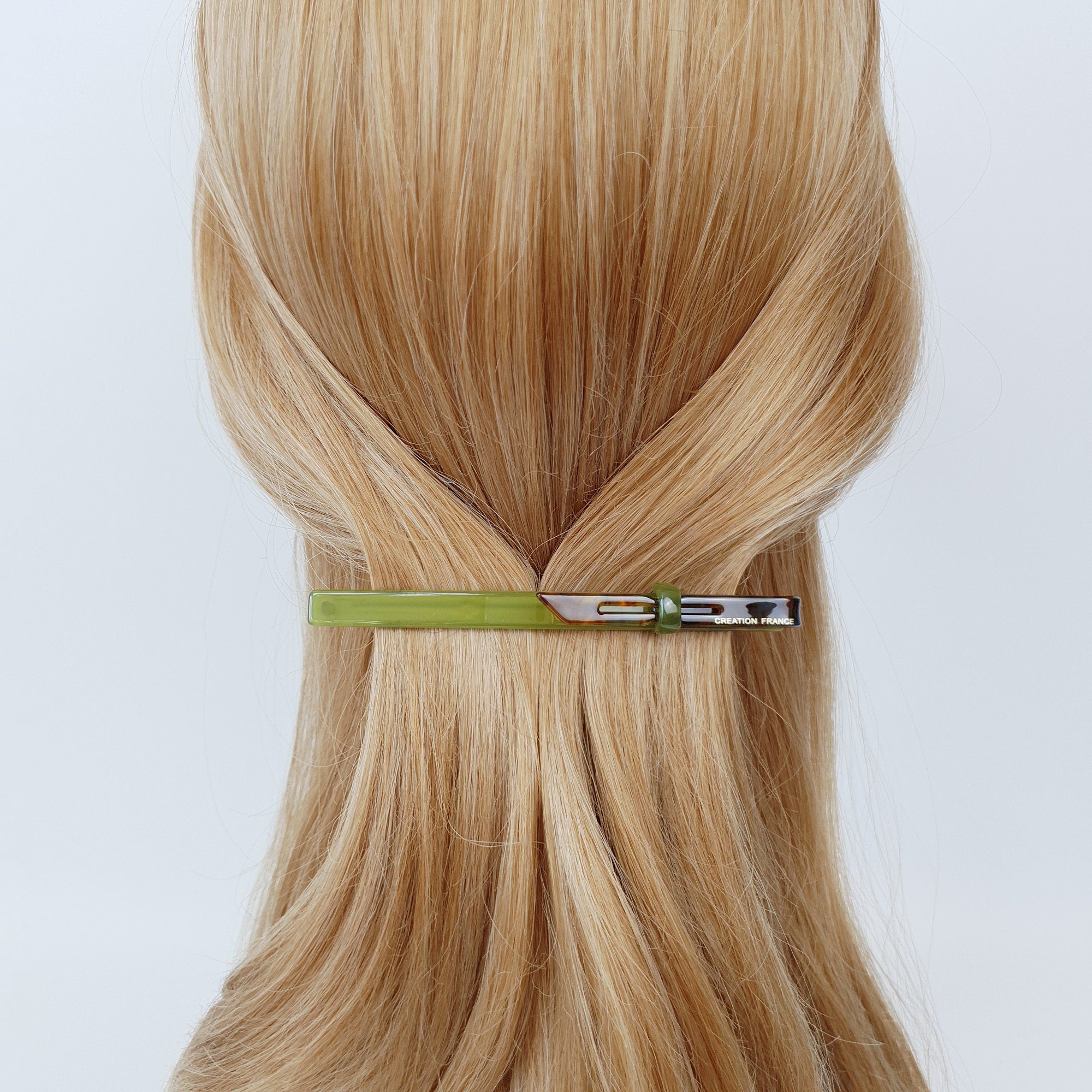 Leopard Art Long Ribbon Hair Barrette (4.3 Inch) / Tortoise Shell French Hair Pin / Hair Accessory for Woman / Automatic Hair Clip