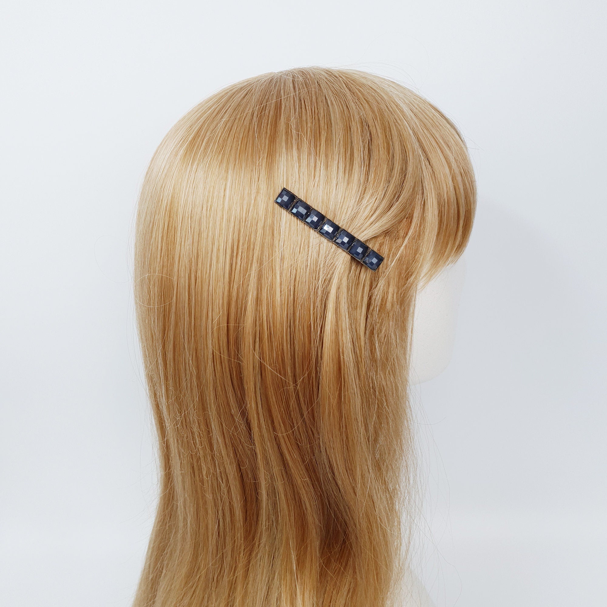 Vintage Antique Formica Mini Square Hair Claw Clip (2.4 Inch) / Vivid Color Hair Pin / Alligator Hair Clip for Woman