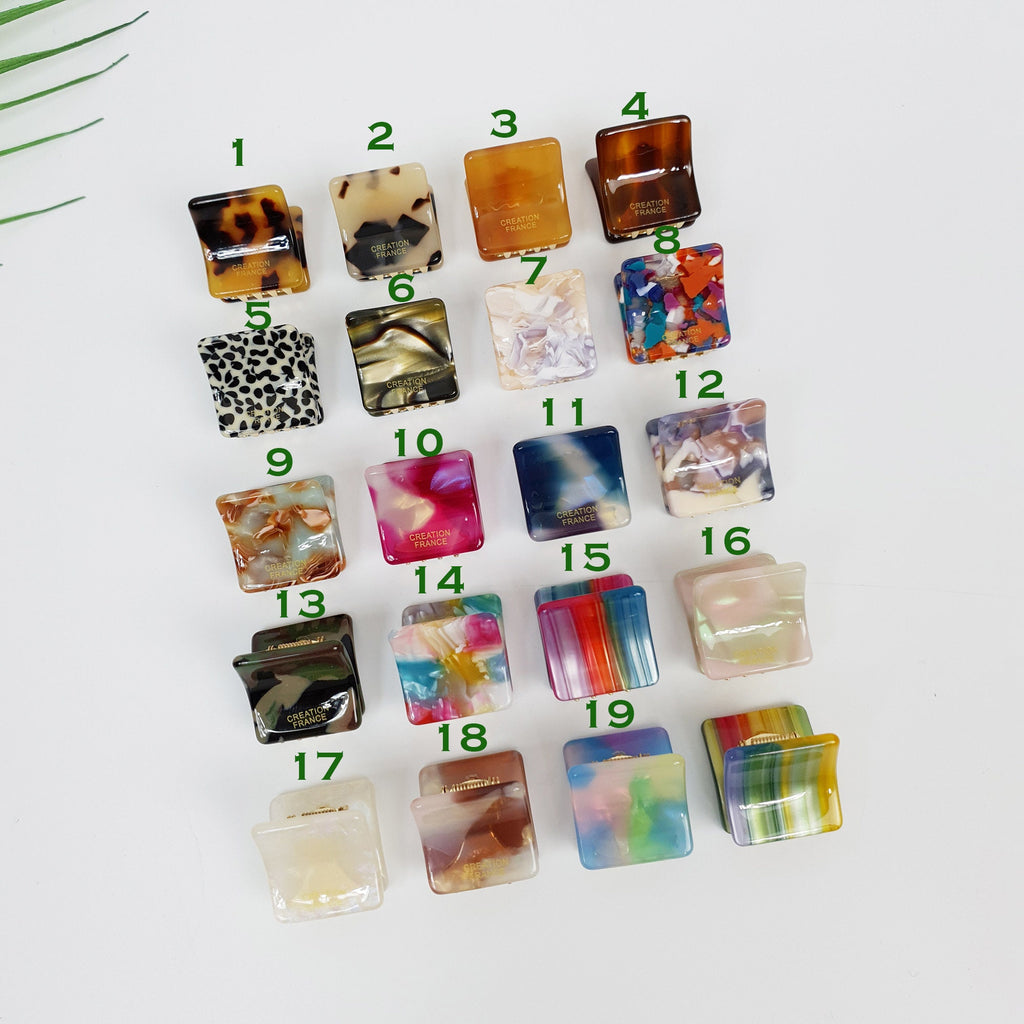 Modern Square Mini Hair Claw Clip / Tortoise Shell Small French Hair Pin / Hair Barrette for Woman / Metal Hair Claw
