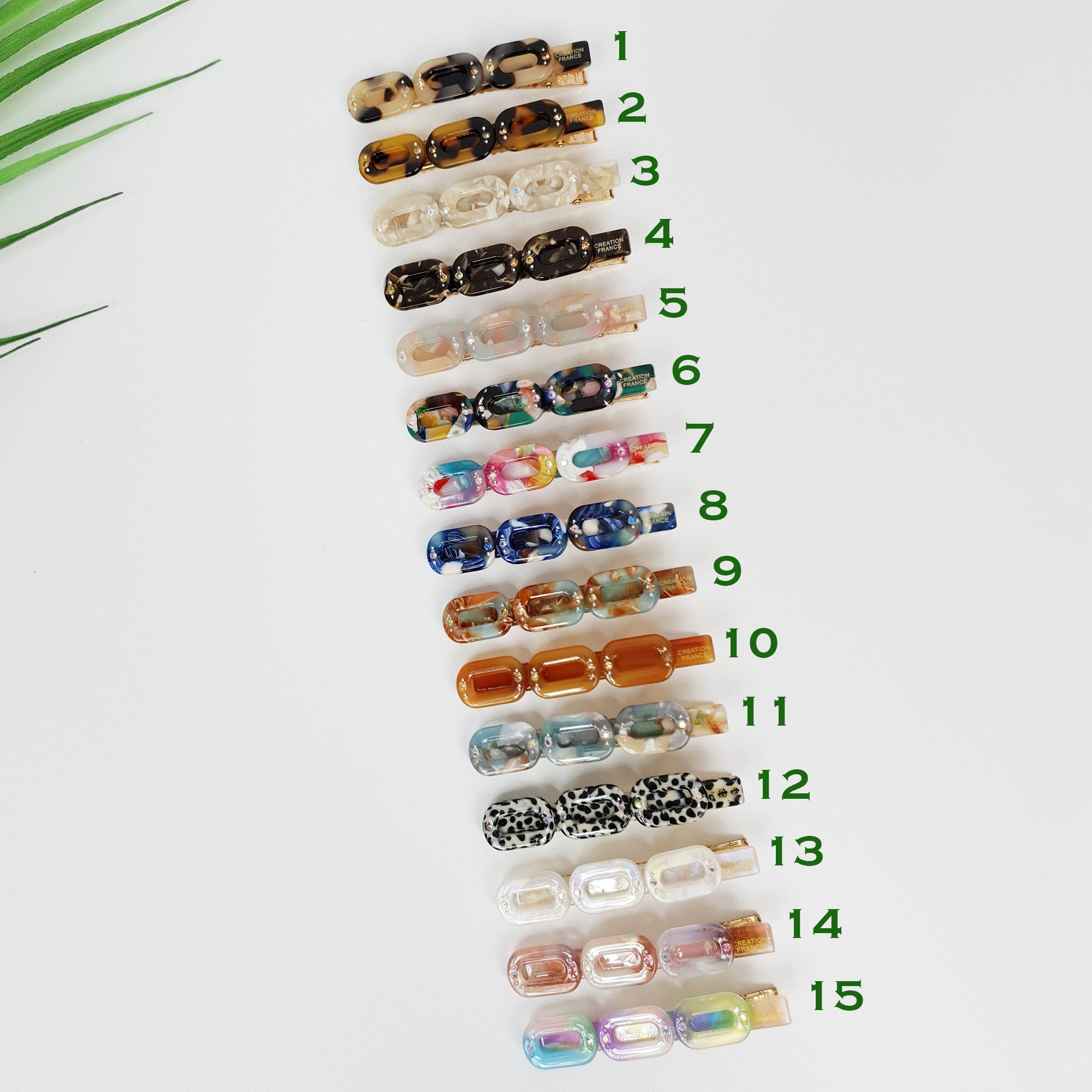 Leopard Cubic Triple Chain Hair Clip / Tortoise Marble French Hair Pin / Hair Accessory for Woman / Alligator Hair Clip