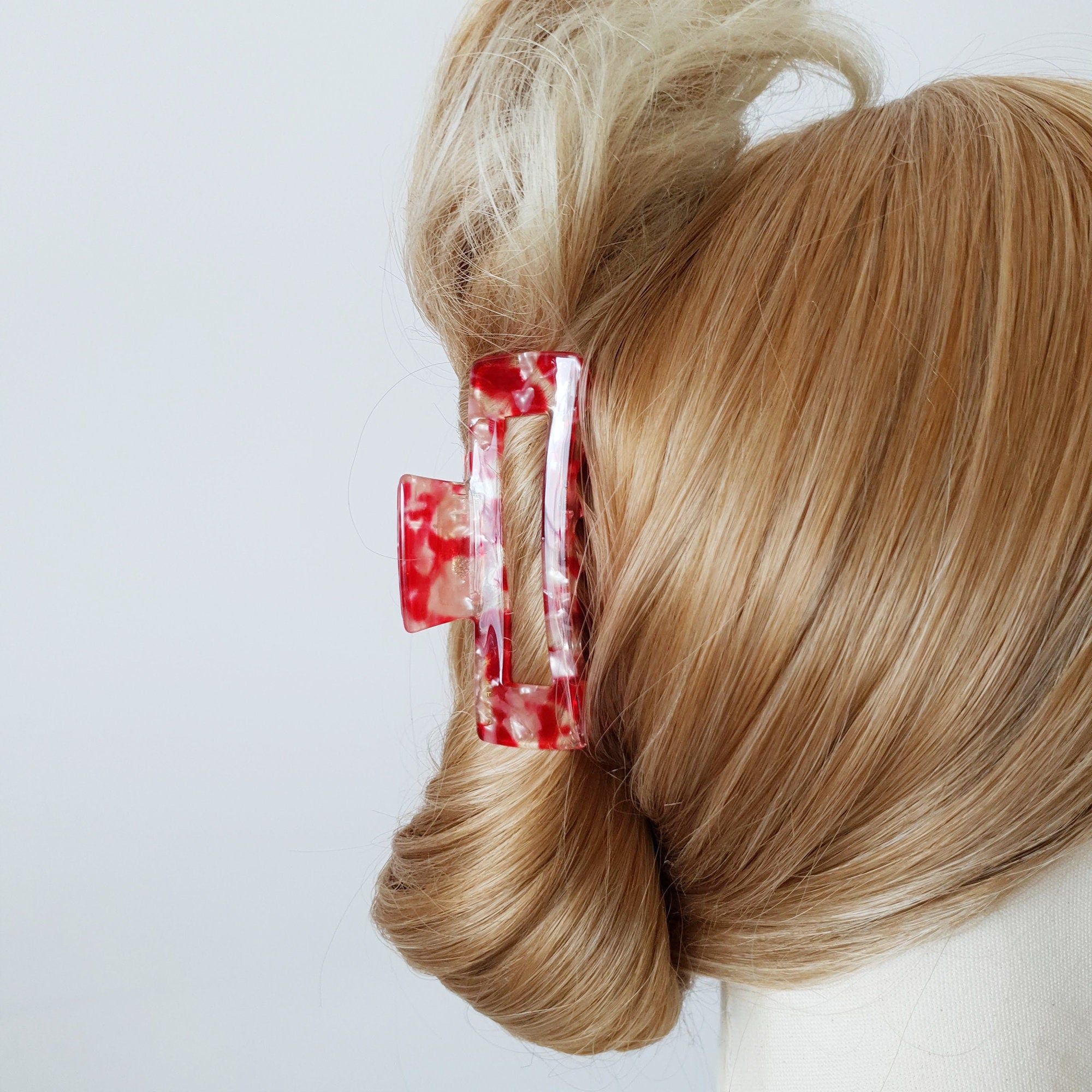 Jelly Marble Long Square Medium Hair Claw Clip / Tortoise Shell French Hair Pin / Hair Accessory for Woman