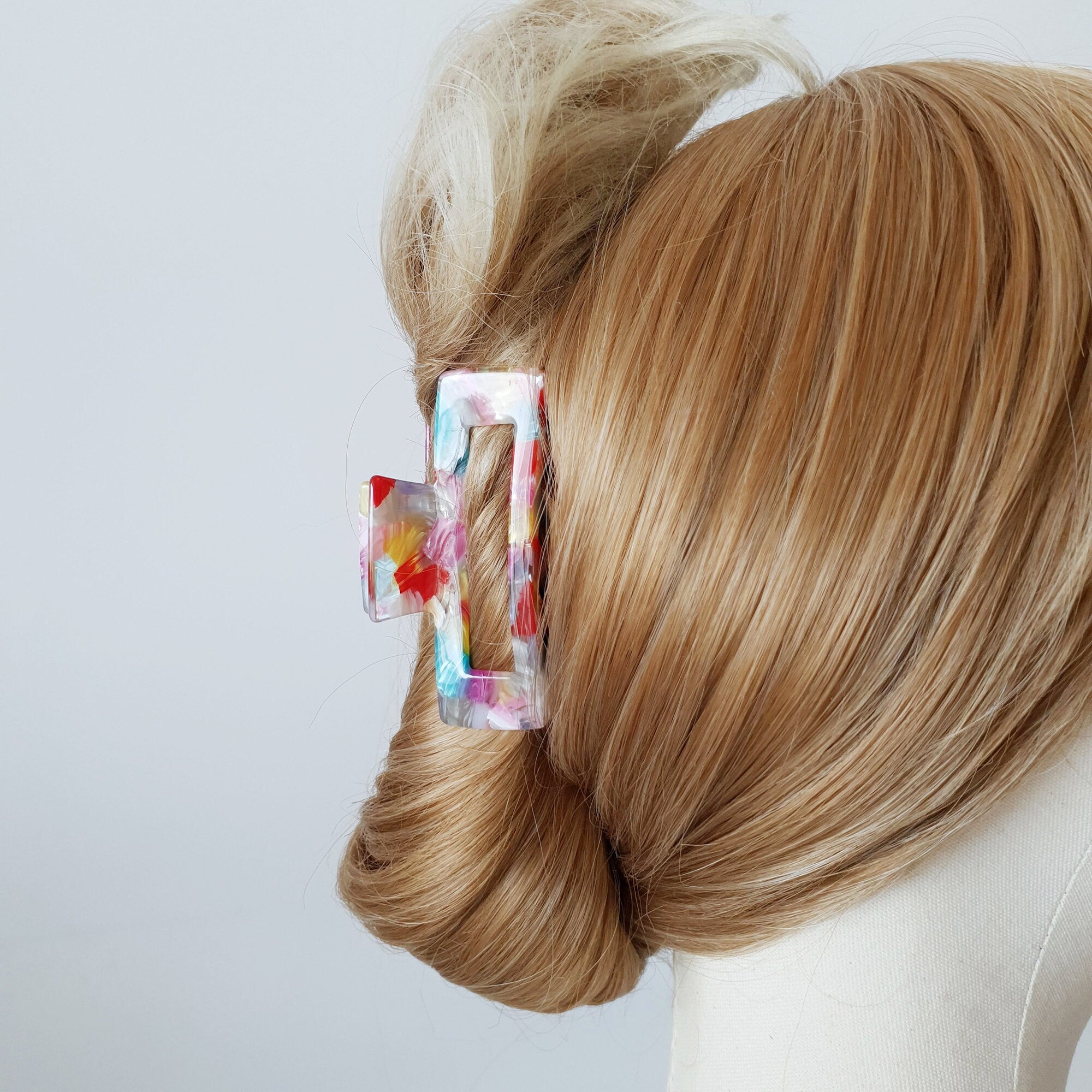 Jelly Marble Long Square Medium Hair Claw Clip / Tortoise Shell French Hair Pin / Hair Accessory for Woman