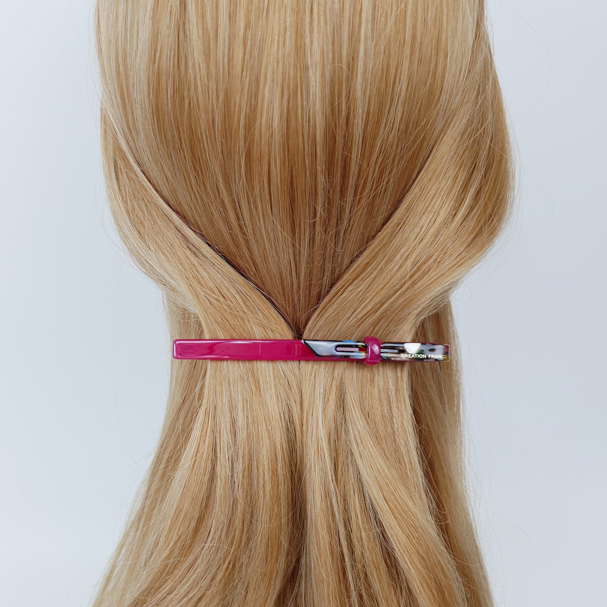 Leopard Art Long Ribbon Hair Barrette (4.3 Inch) / Tortoise Shell French Hair Pin / Hair Accessory for Woman / Automatic Hair Clip