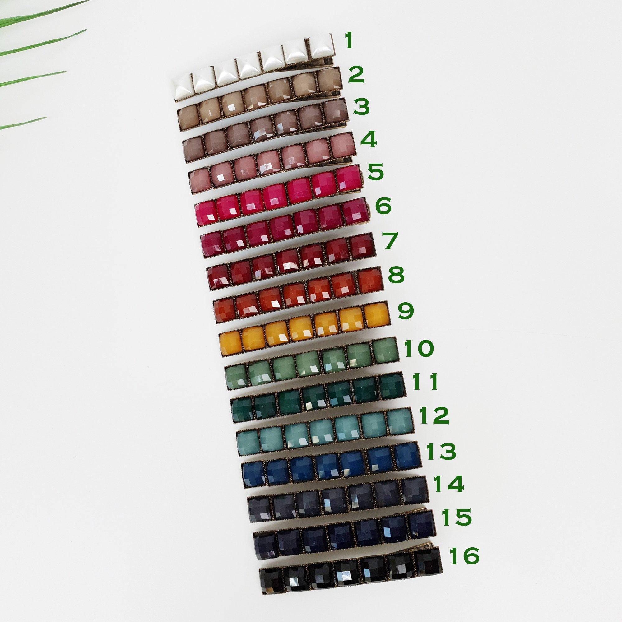 Vintage Antique Formica Mini Square Hair Claw Clip (2.4 Inch) / Vivid Color Hair Pin / Alligator Hair Clip for Woman