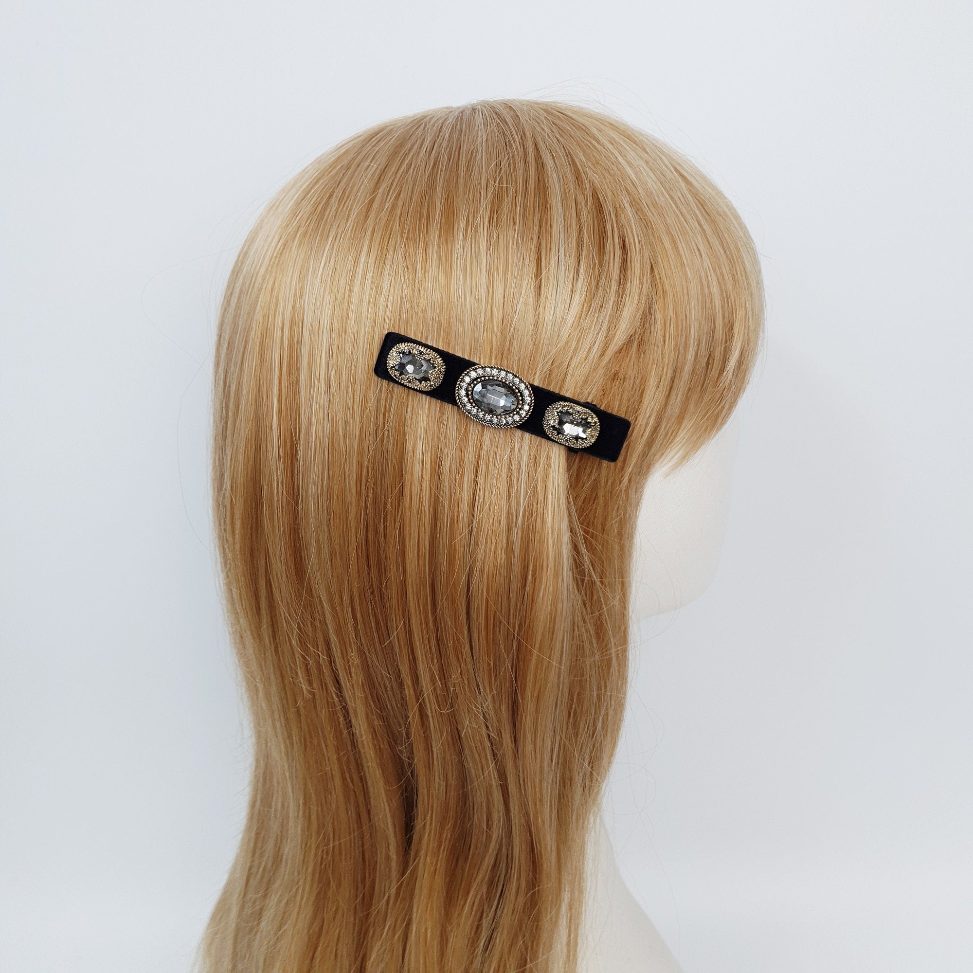 Black Velvet Pearl Hair Claw Clip with Pearl / Luxurious Hair Pin / Alligator Hair Clip for Woman