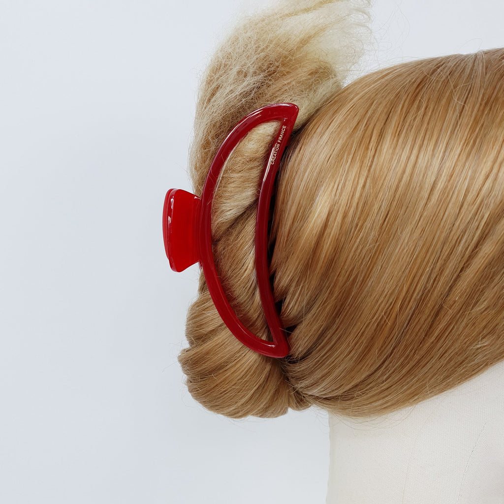 Pure Color Long Half Moon Large Hair Claw Clip (4.7 Inch) / Simple French Hair Pin / Hair Accessory for Woman / Jumbo Hair Clip