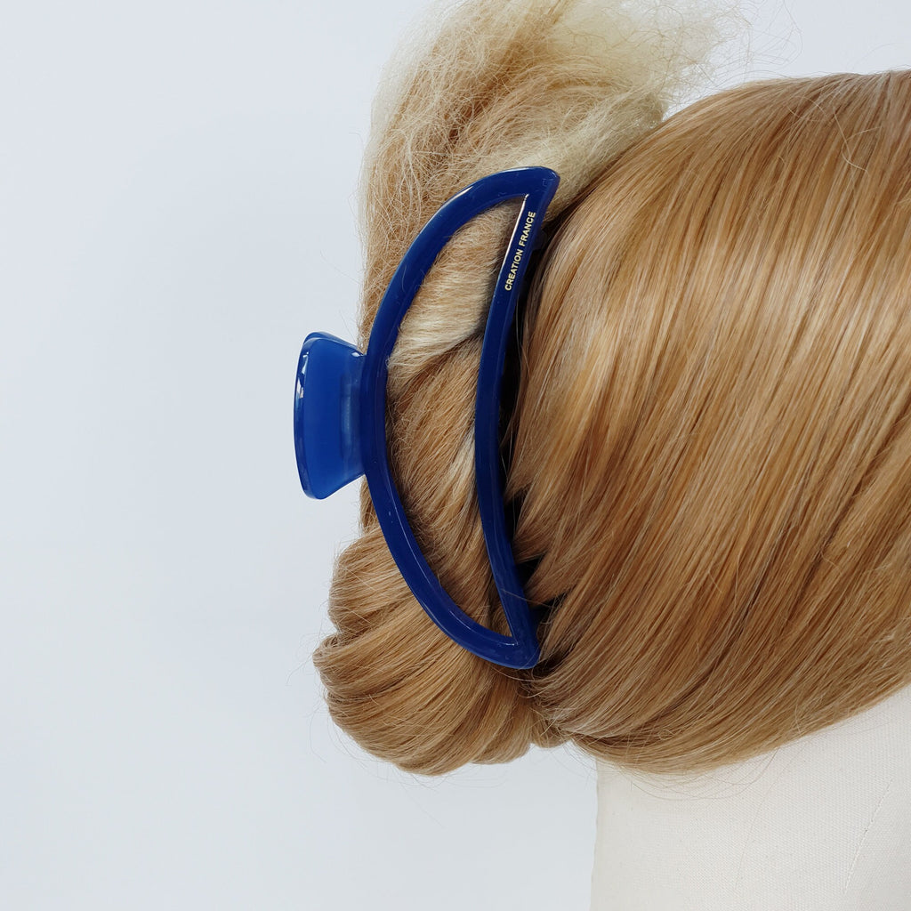 Pure Color Long Half Moon Large Hair Claw Clip (4.7 Inch) / Simple French Hair Pin / Hair Accessory for Woman / Jumbo Hair Clip