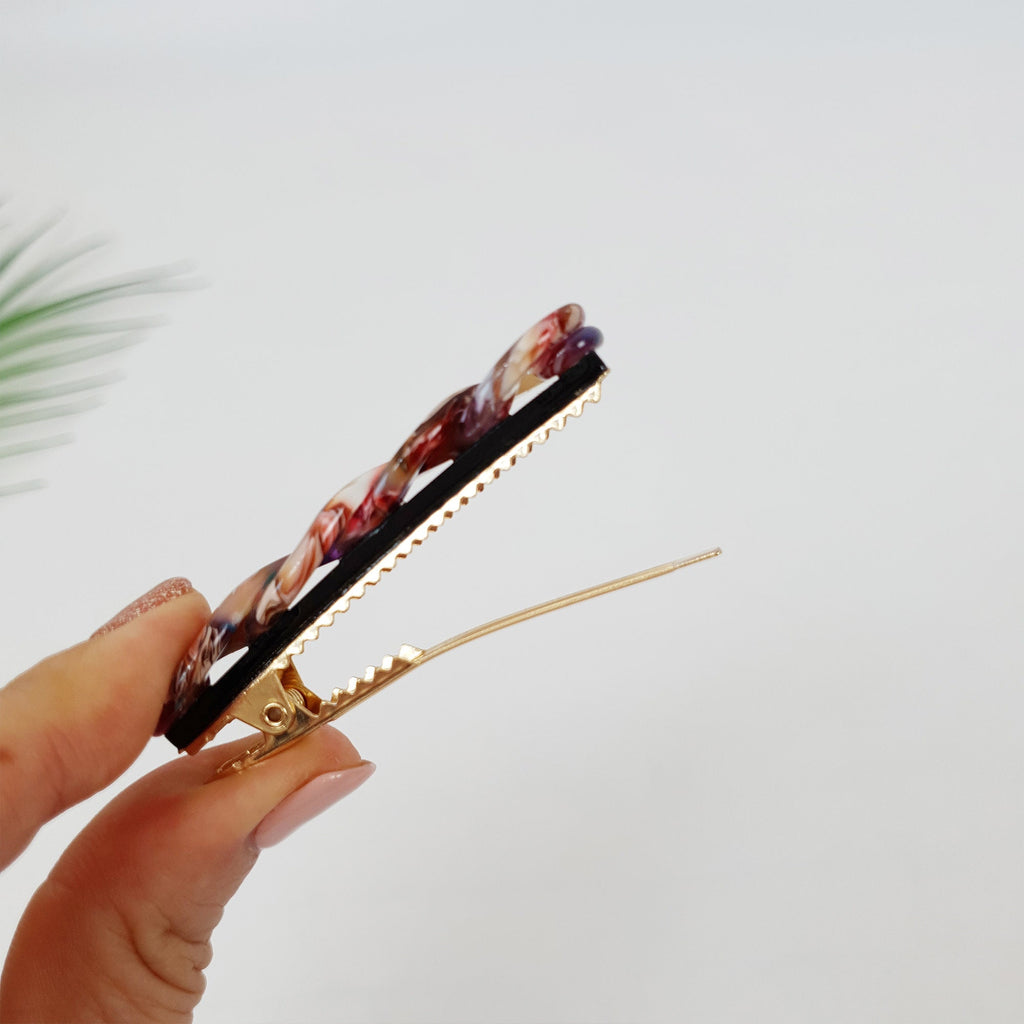 Marble Twist Mini Hair Clip (2.6 Inch) / Cute Cellulose French Hair Pin / Hair Accessory for Woman