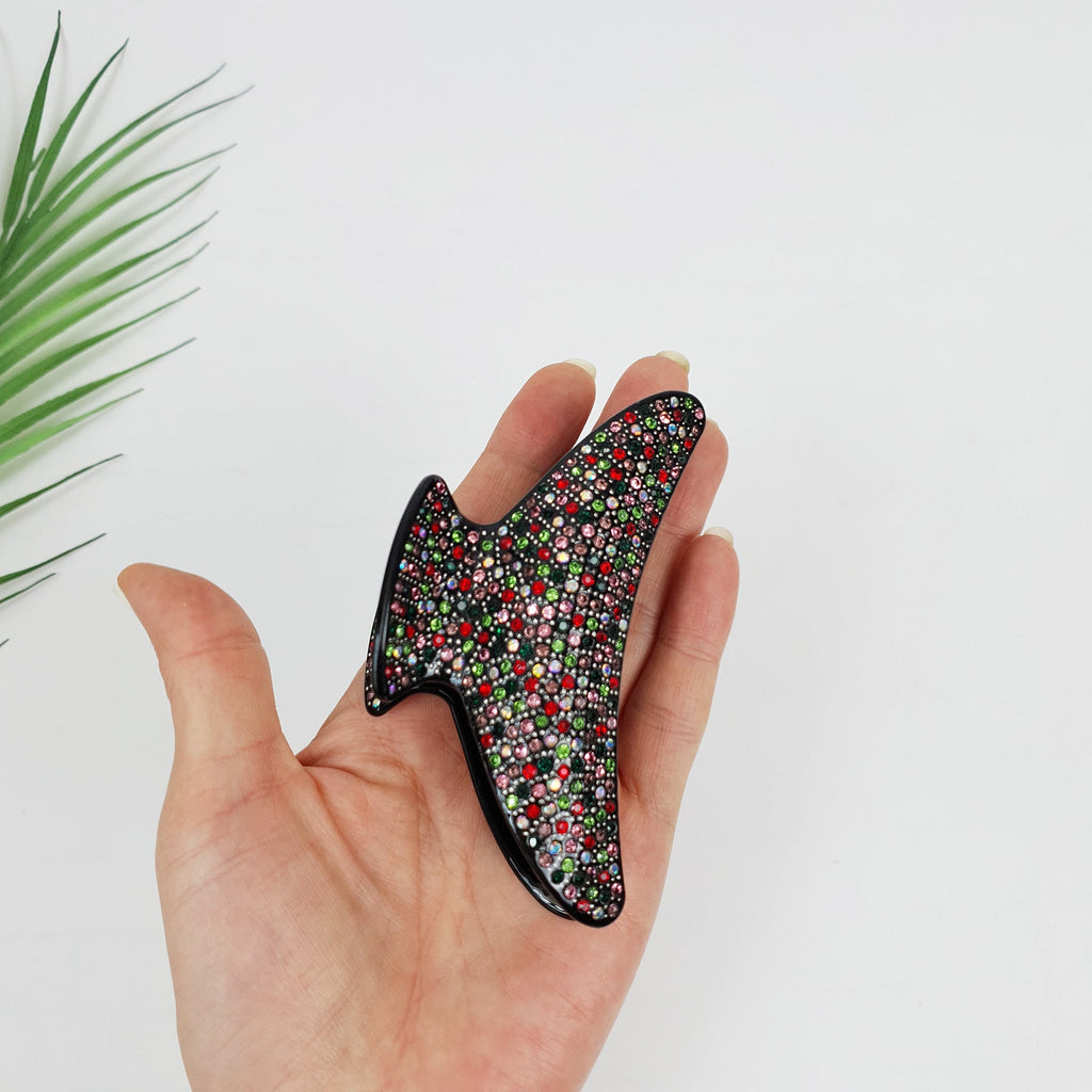 Black Half Moon Cubic Stone Big Hair Clip (4.0 Inch) / Luxurious Double Clip French Hair Pin / Hair Barrette for Woman