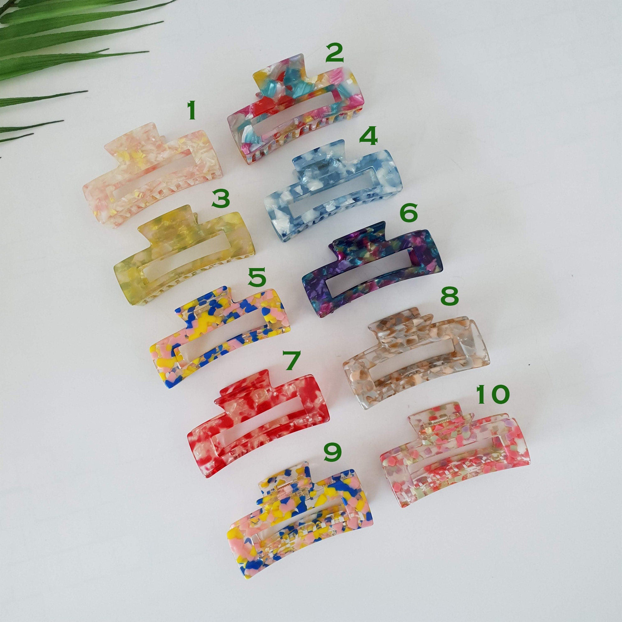 Jelly Marble Long Square Medium Hair Claw Clip / Tortoise Shell French Hair Pin / Hair Accessory for Woman