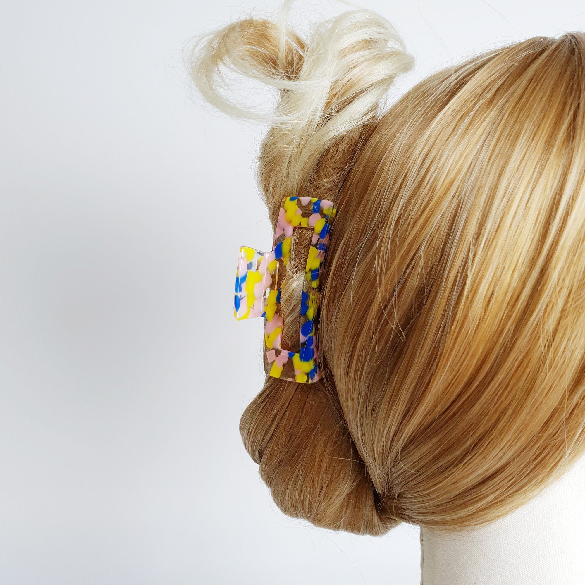 Jelly Marble Long Square Medium Hair Claw Clip / Tortoise Shell French Hair Pin / Hair Accessory for Woman