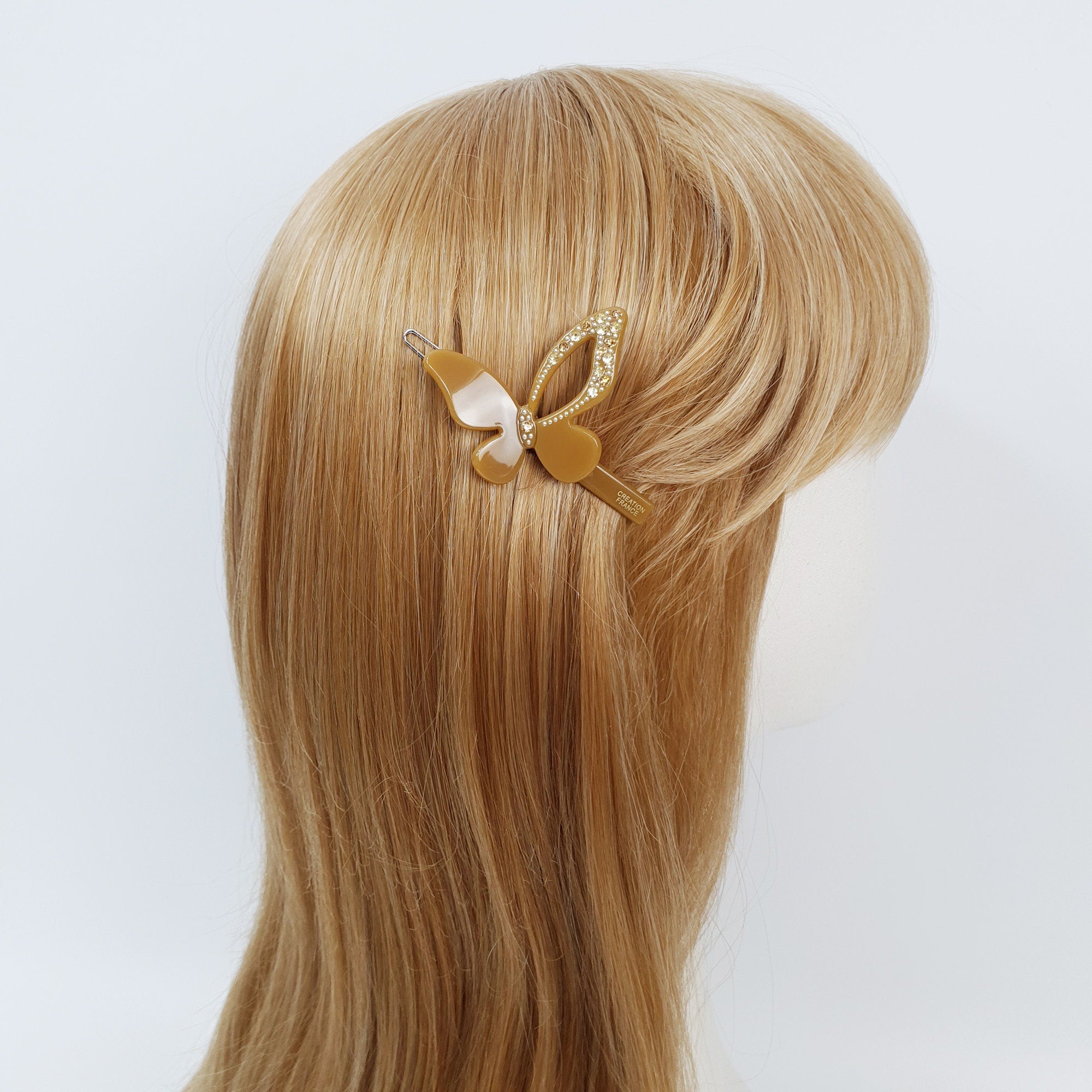 Pure Color Butterfly Bobby Pin with Cubic / Cute French Hair Pin / Hair Accessory for Woman / Bow Barrette