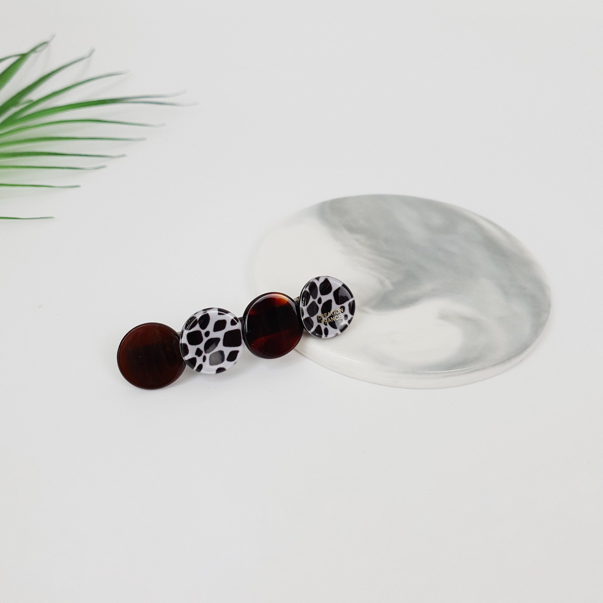 Leopard Floral Leaf Hair Barrette (2.6 Inch) / Tortoise Shell French Hair Pin / Hair Accessory for Woman / Automatic Hair Clip
