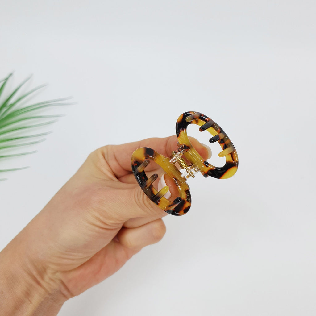 Round Small Hair Clips / Tortoise Shell French Hair Pin / Hair Barrette for Woman / Cellulose Acetate Tiny Clip