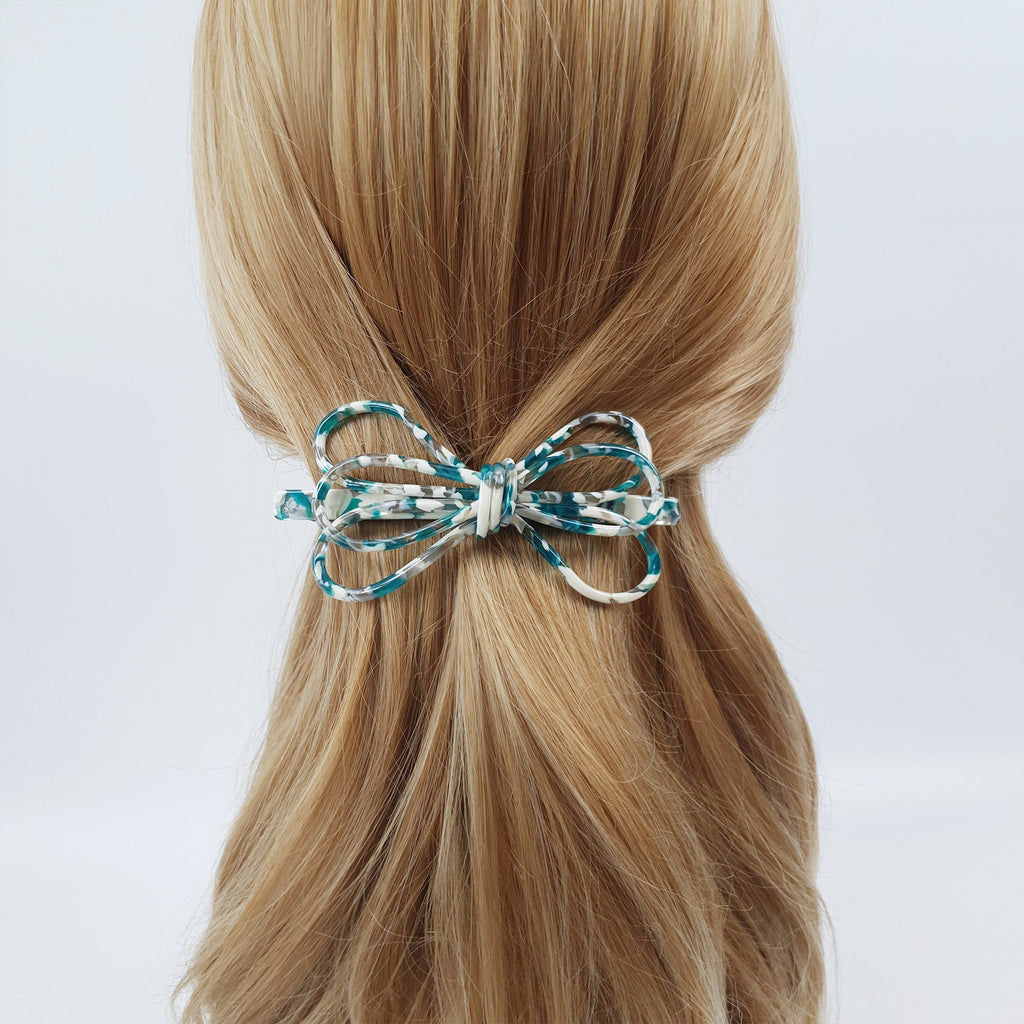Tortoise Shell Triple Ribbon Hair Barrette (4.3 Inch) / Luxurious French Hair Pin / Hair Accessory for Woman / Automatic Hair Pin