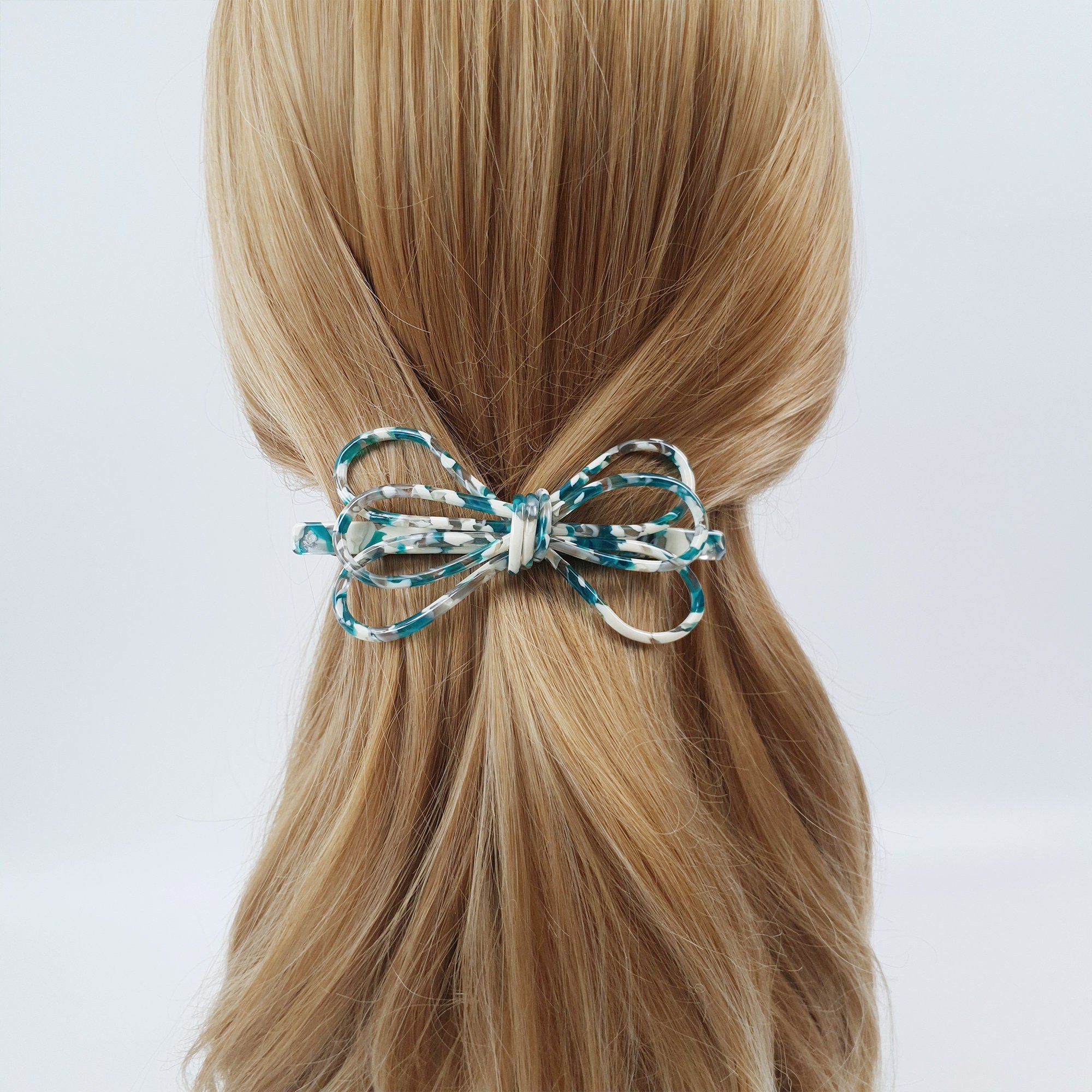 Tortoise Shell Triple Ribbon Hair Barrette (4.3 Inch) / Luxurious French Hair Pin / Hair Accessory for Woman / Automatic Hair Pin