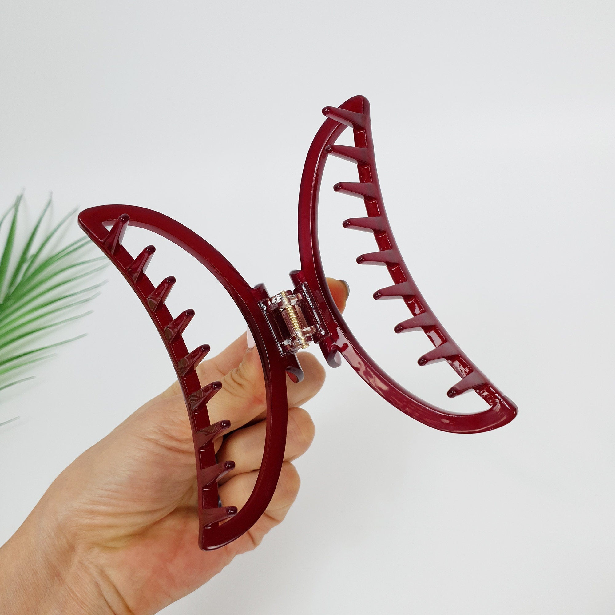 Pure Color Long Half Moon Large Hair Claw Clip (4.7 Inch) / Simple French Hair Pin / Hair Accessory for Woman / Jumbo Hair Clip