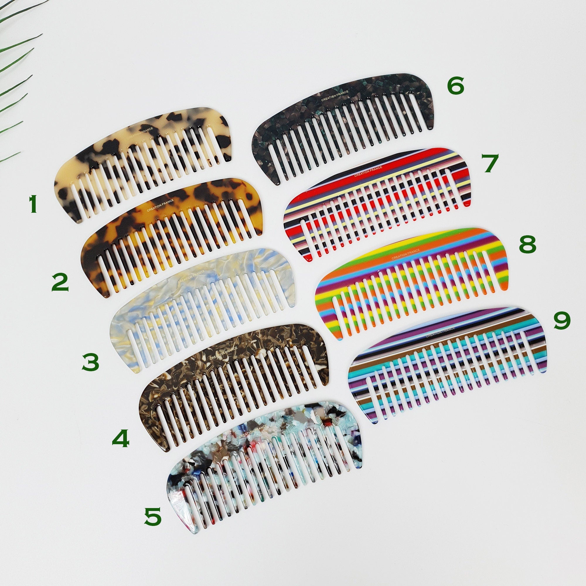 Leopard Marble Round Half Moon 4.3 Inch Hair Comb / Tortoise Shell Hair Comb Hair Brush / Hair Accessory for Woman