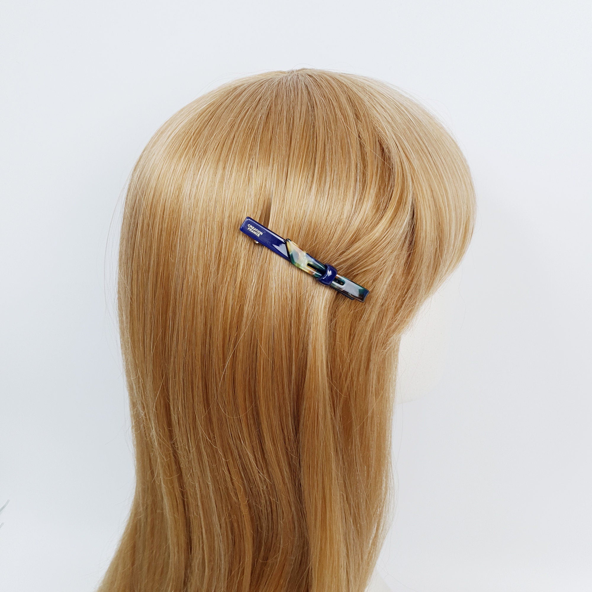 Leopard Art Mini Ribbon Hair Barrette (2.8 Inch) / Tortoise Shell French Hair Pin / Hair Accessory for Woman / Automatic Hair Clip