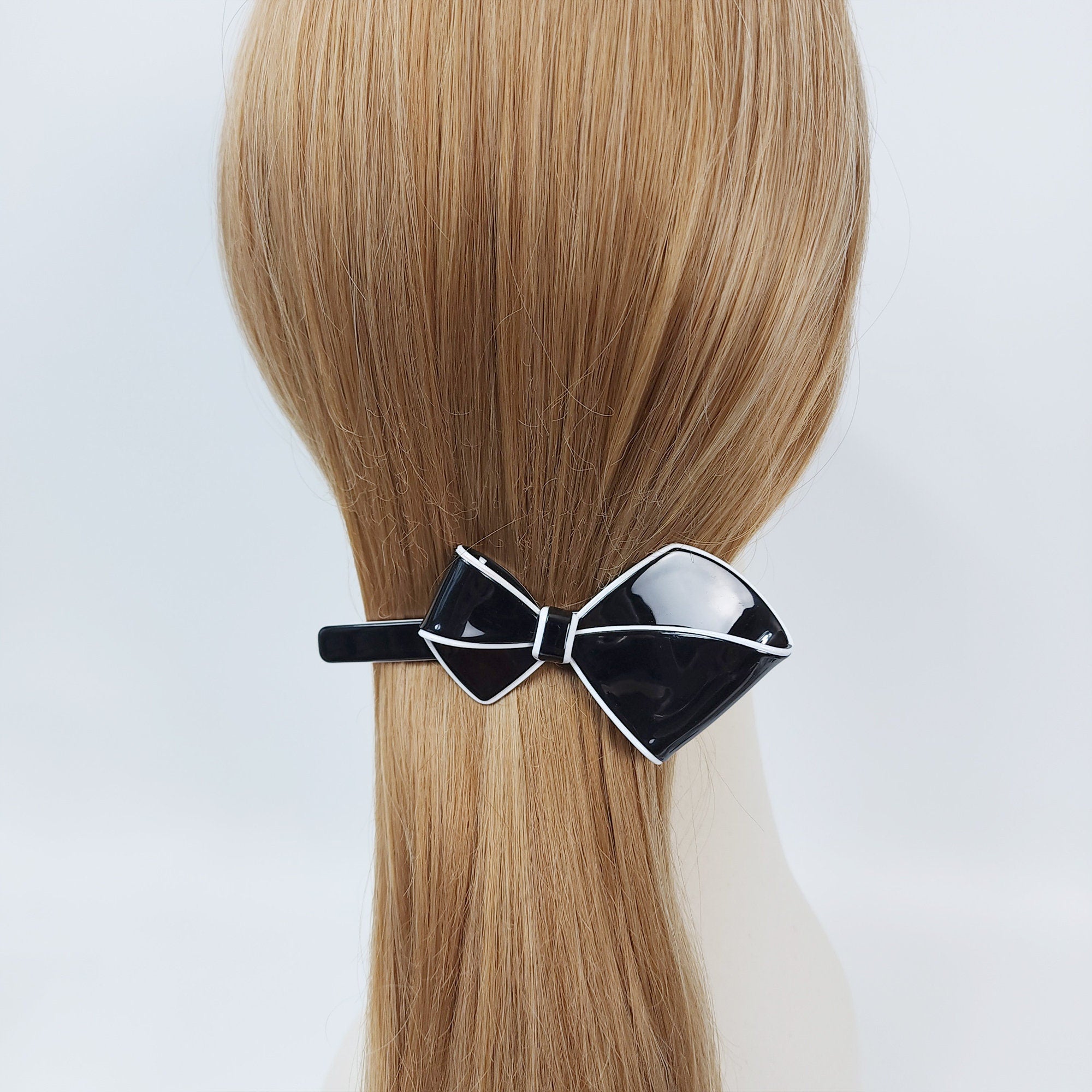 Pastel Color Big Flat Ribbon Hair Barrette (4.0 Inch) / Luxurious French Hair Pin / Hair Accessory for Woman / Automatic Hair Clip