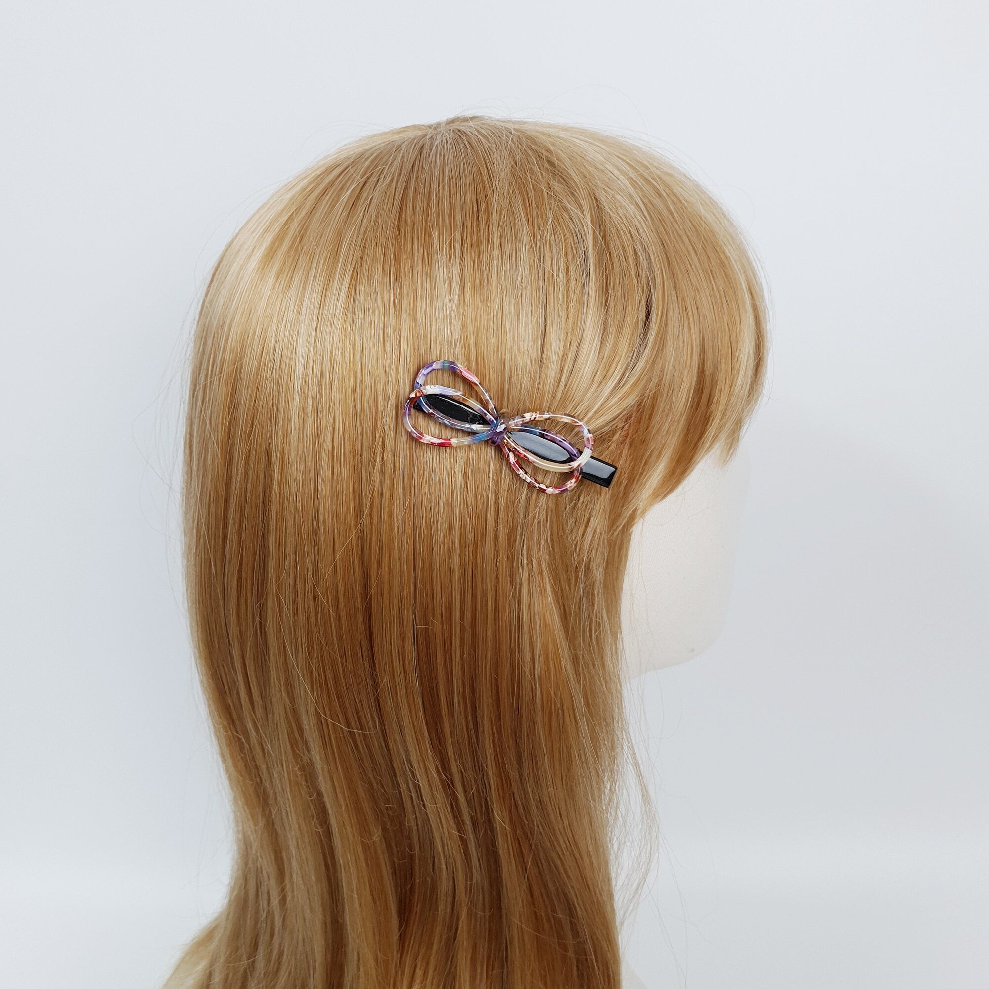 Twin Ribbon Hair Clip / Tortoise Shell French Hair Pin / Alligator Hair Clip for Woman / French Barrette