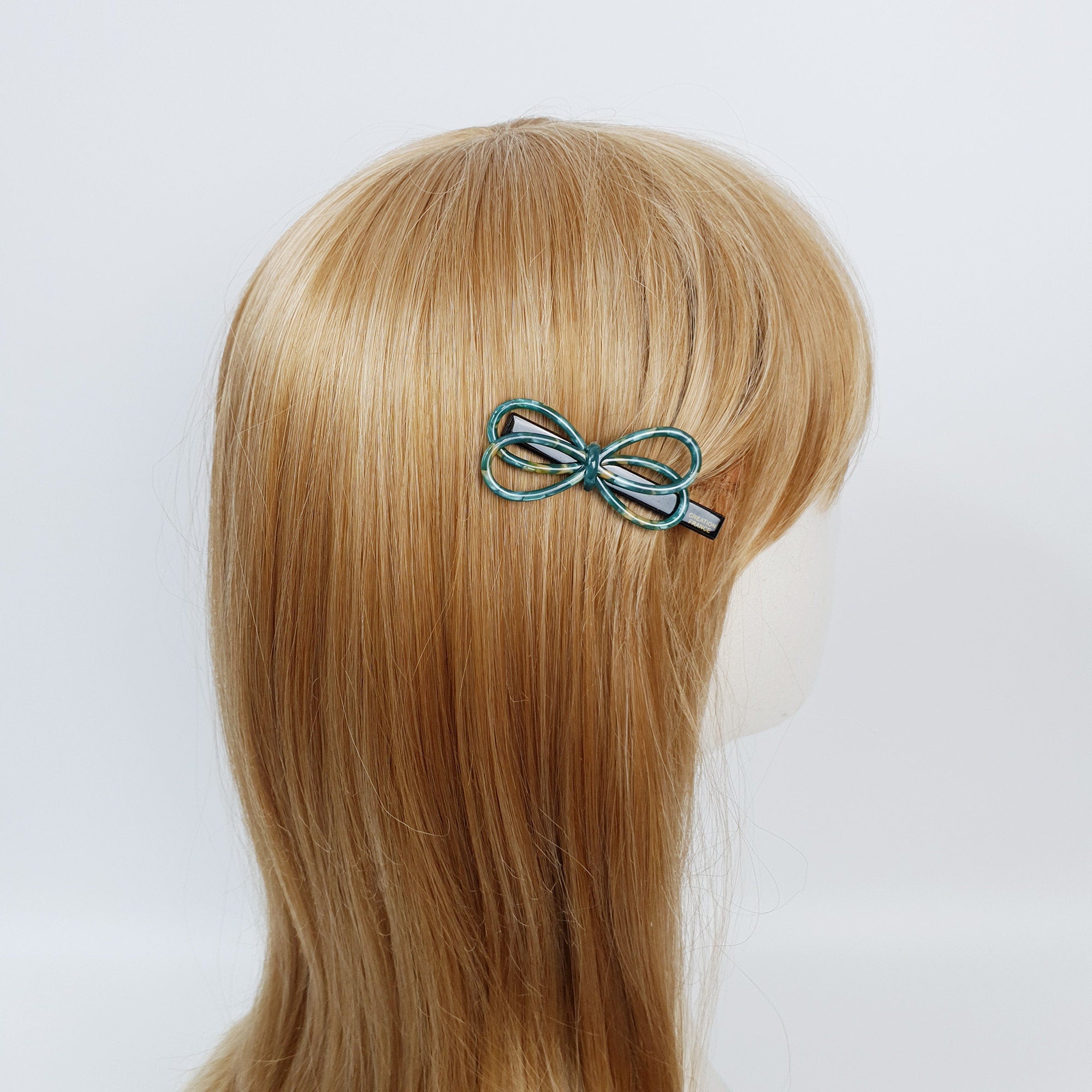 Twin Ribbon Hair Clip / Tortoise Shell French Hair Pin / Alligator Hair Clip for Woman / French Barrette