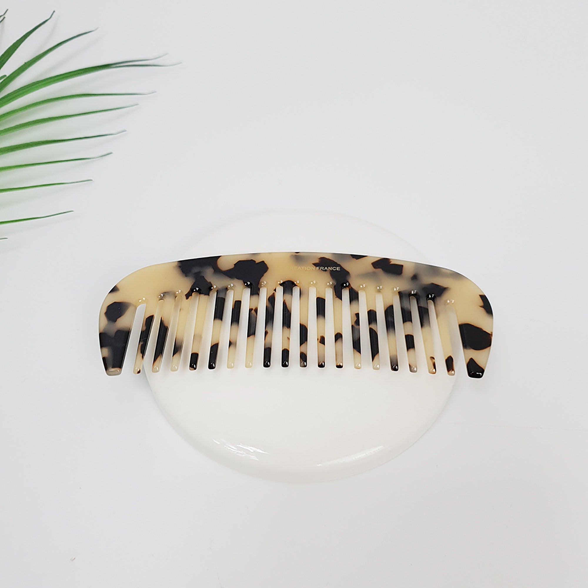 Leopard Marble Round Half Moon 4.3 Inch Hair Comb / Tortoise Shell Hair Comb Hair Brush / Hair Accessory for Woman
